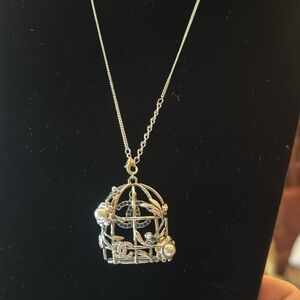 Chanel charm  Birdcage Pendant Necklace / sterling silver 18” chain
